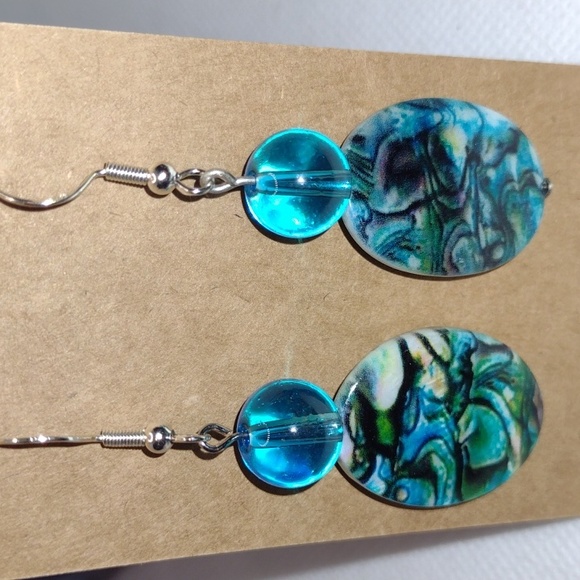 Turquoise Swirl with Teal Bead - Picture 2 of 2